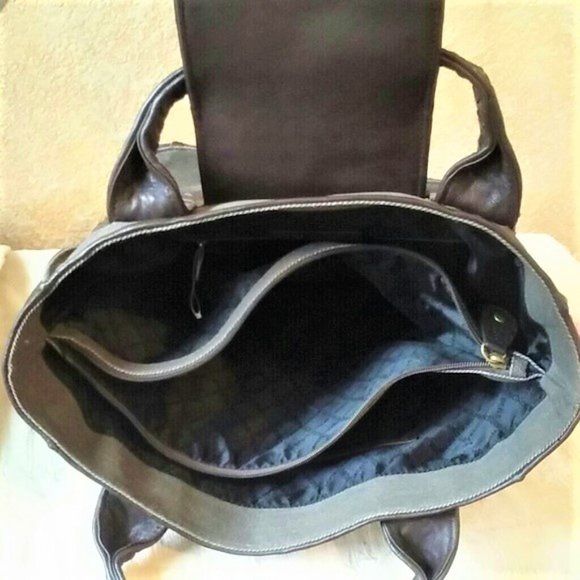 BCBG MAXAZRIA Leather Canvas Laptop Tote Bag NWOT - Picture 7 of 8